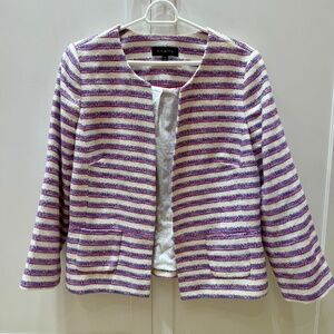 Talbots Textured Striped Open-Front Jacket / Blazer